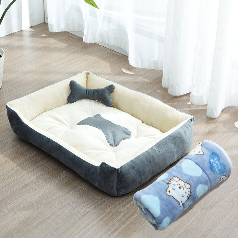 Cama Para Cachorros e Gatos com Cobertor- Sofá/Cama para Pets